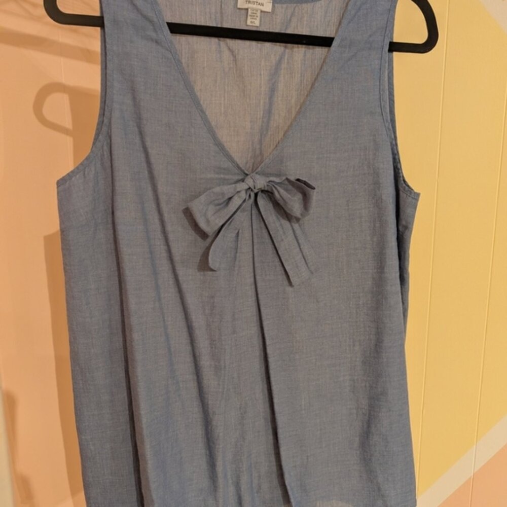 Tristan Sleeveless Top with Bow Detail 100%coton